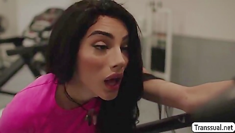 Barebacked brunette gets her tight ass nailed and her cunt fucked