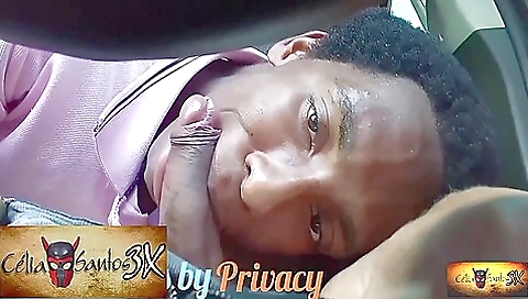 Ebony with a big dick gives a deepthroat ride in front