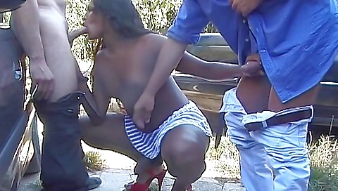 Horny black trans women have sex with a hot white dick