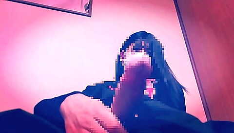 Asian amateur crossdresser rubs her pussy and masturbates