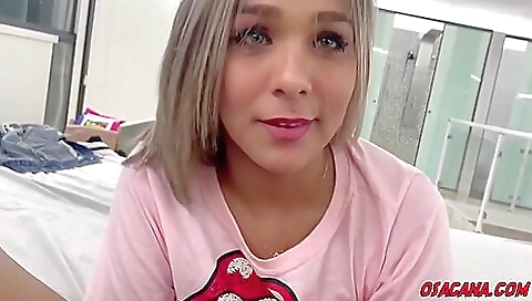 Hot amateur shemale fucked by a big cock and a small one