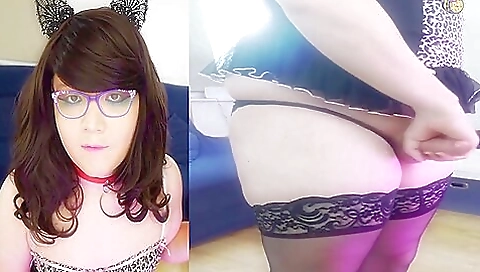 Brunette brunette in stockings sucks hard cock and cum