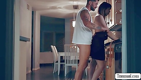 Bareback stepbrother is ready to ride the hot tranny