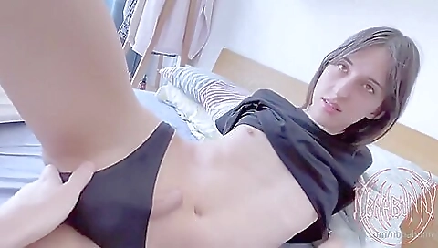 Amateur brunette with hairy pussy gets her pussy pounded