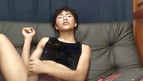 Brunette amateur girl showing off her body on camera