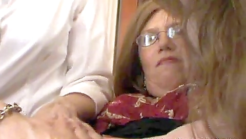 Mature stepmom sissyboy 2 in lingerie with her big black dildo